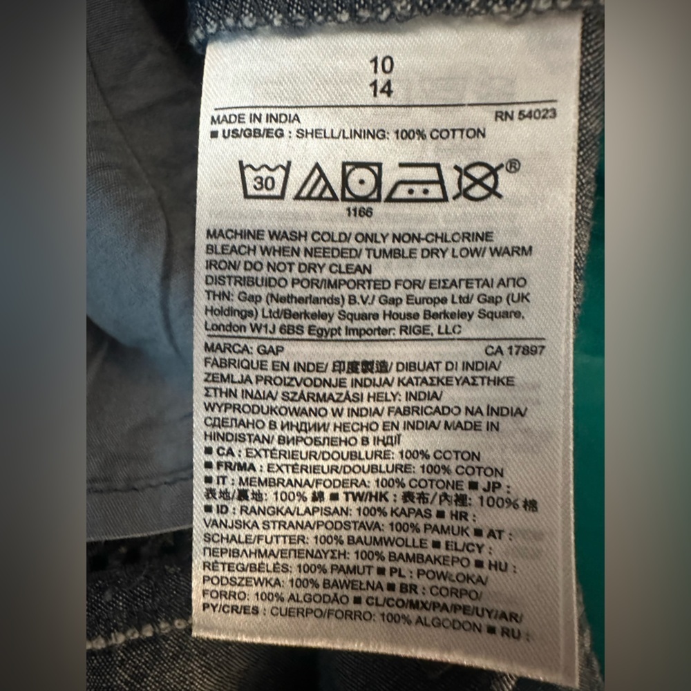 Gap Designed & Crafted Chambray Shift Dress Women’s 10, Medium Wash 100% Cotton - Picture 6 of 6